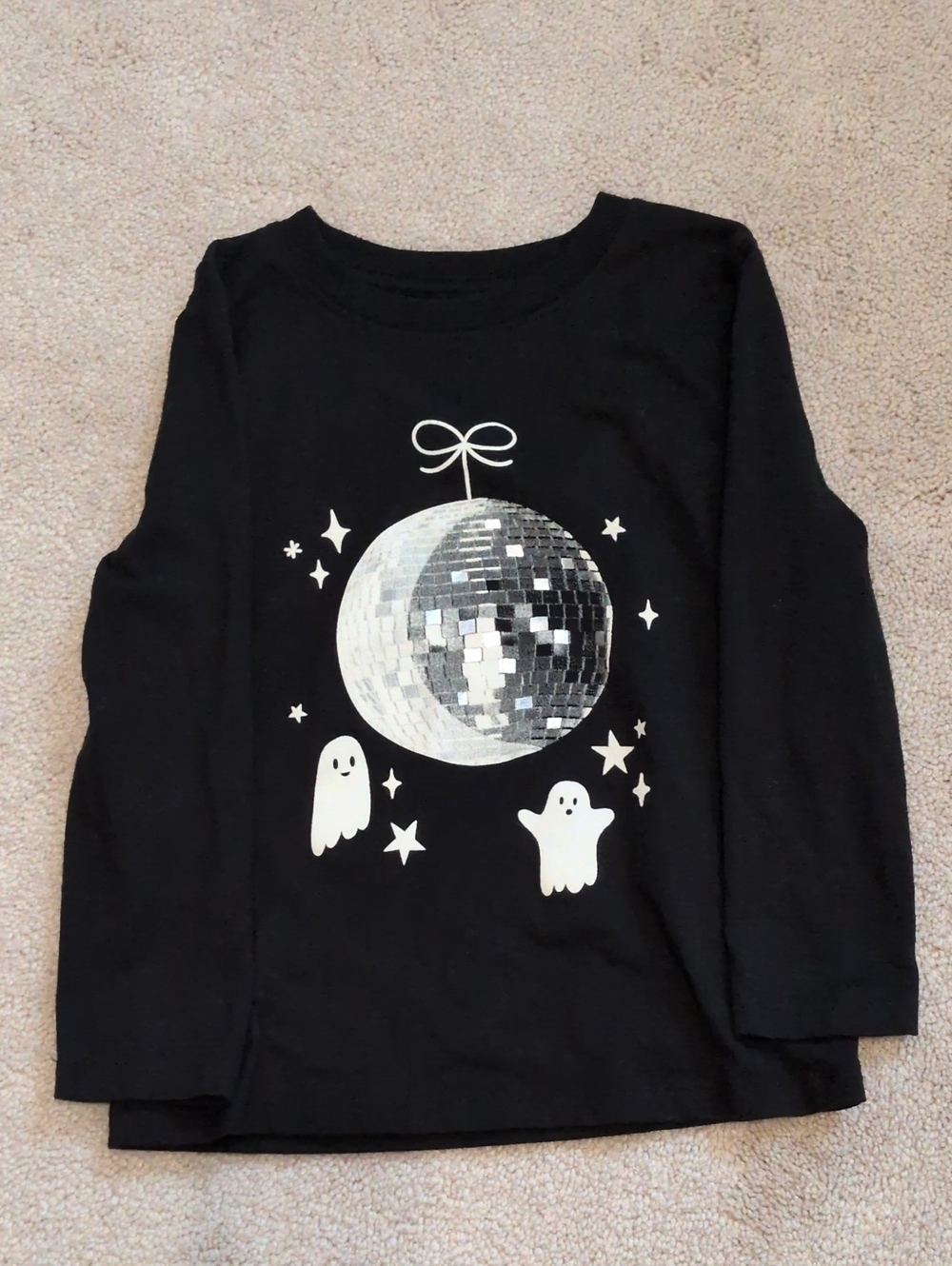 Cat & Jack Black Long-Sleeve Tee with Disco Ball & Ghosts (5T)